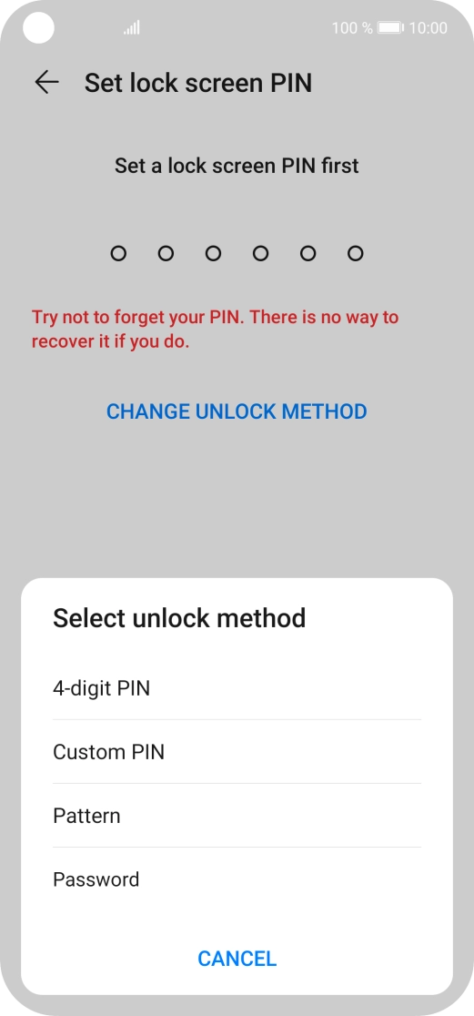 Press the required phone lock code and follow the instructions on the screen to create an additional phone lock code.
