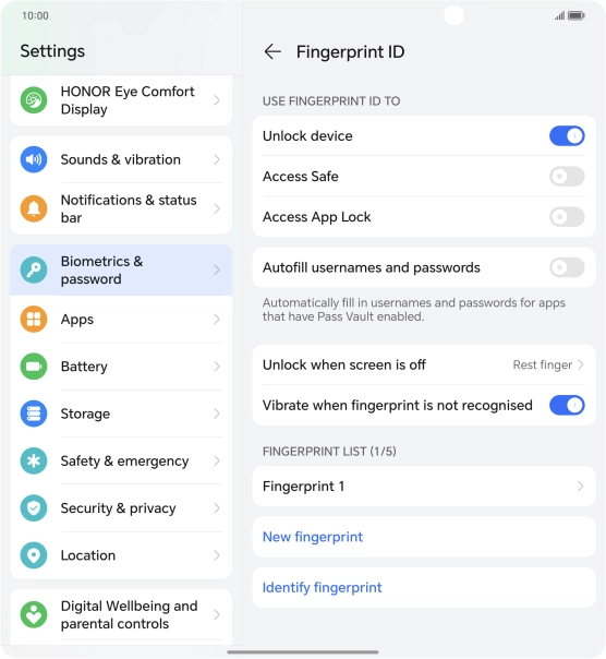 Press the required settings.