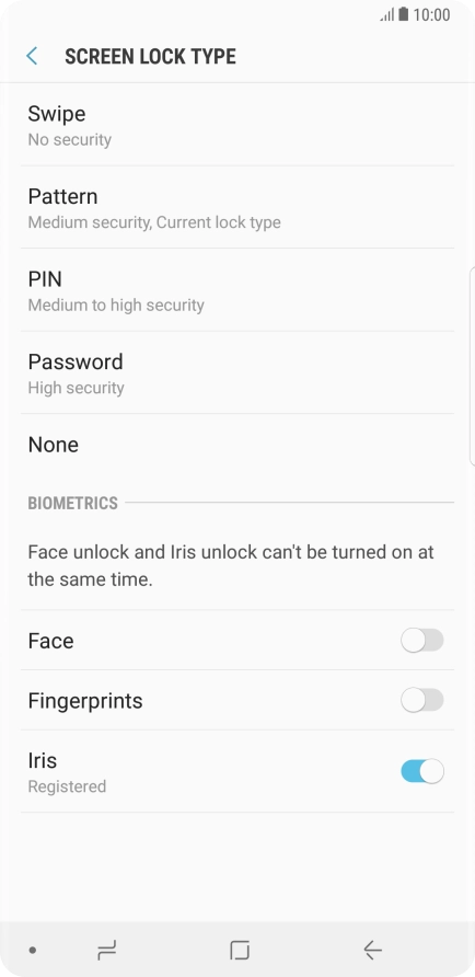 Press None and follow the instructions on the screen to turn off use of phone lock code.
