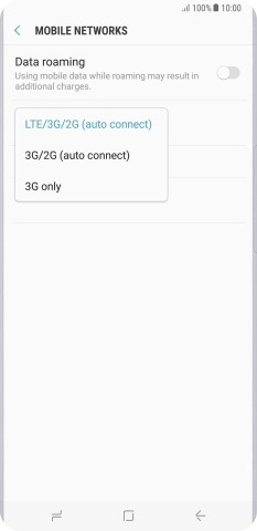 Press the required network mode.