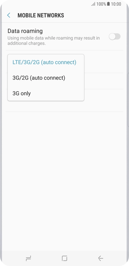 Press the required network mode.