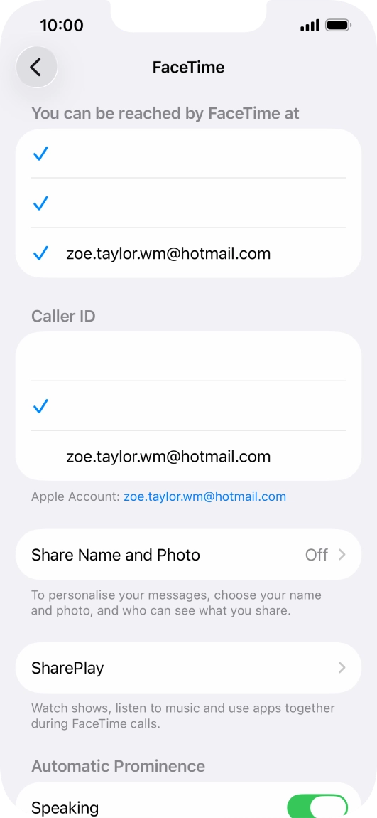 Press the required setting below 