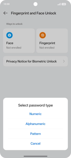 Press the required phone lock code.