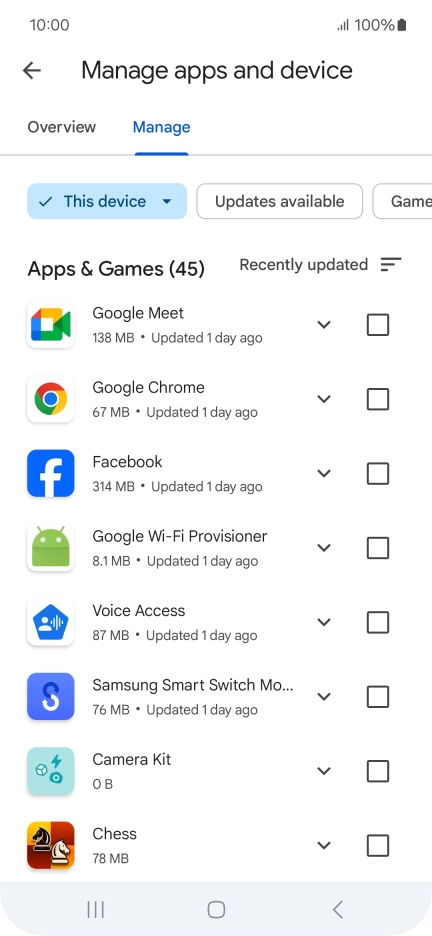Press the required app.