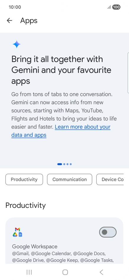 Press the indicator next to the required extension to turn on the function.
