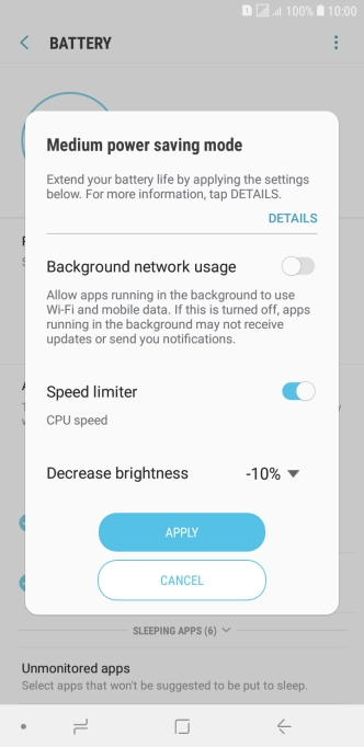 Press APPLY to turn on the function.