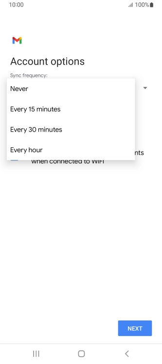 Press the required setting.