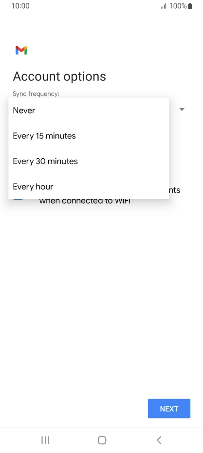 Press the required setting.