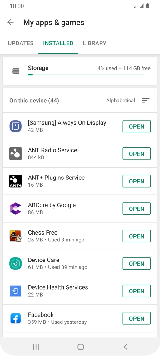Press the required app.