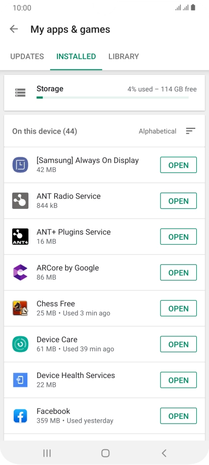 Press the required app.