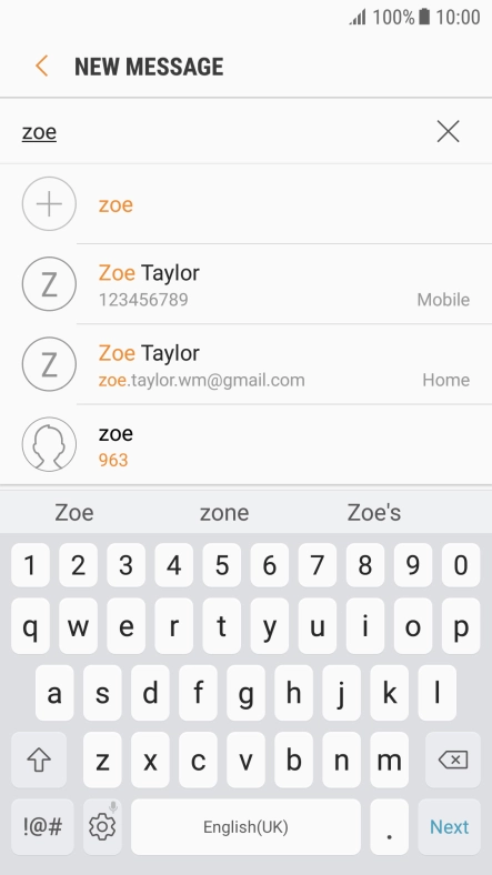 Press the required contact.
