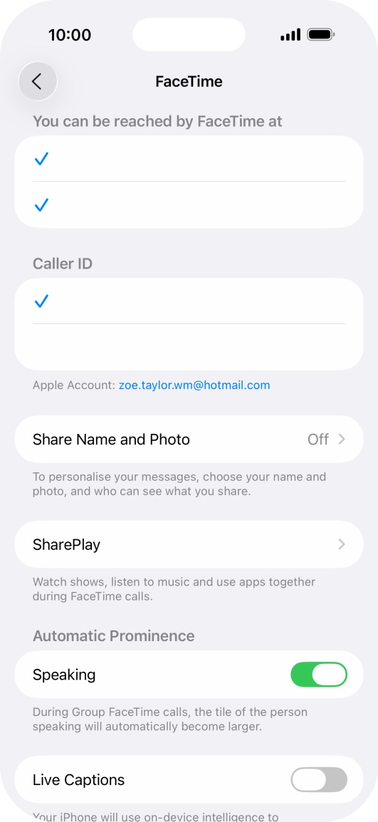 Press the required setting below 