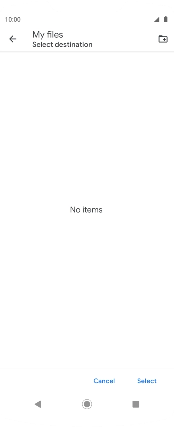 To create a new folder, press the new folder icon and follow the instructions on the screen to create a new folder.