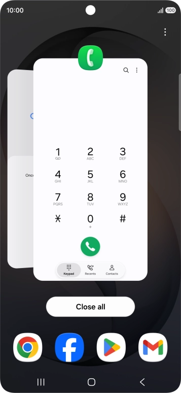 To end one running application, slide your finger upwards on the required application.