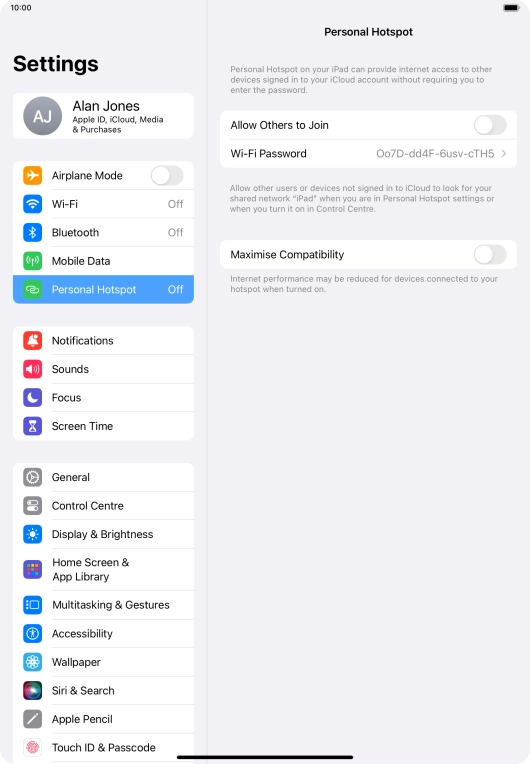 Press Wi-Fi Password and key in the required password.