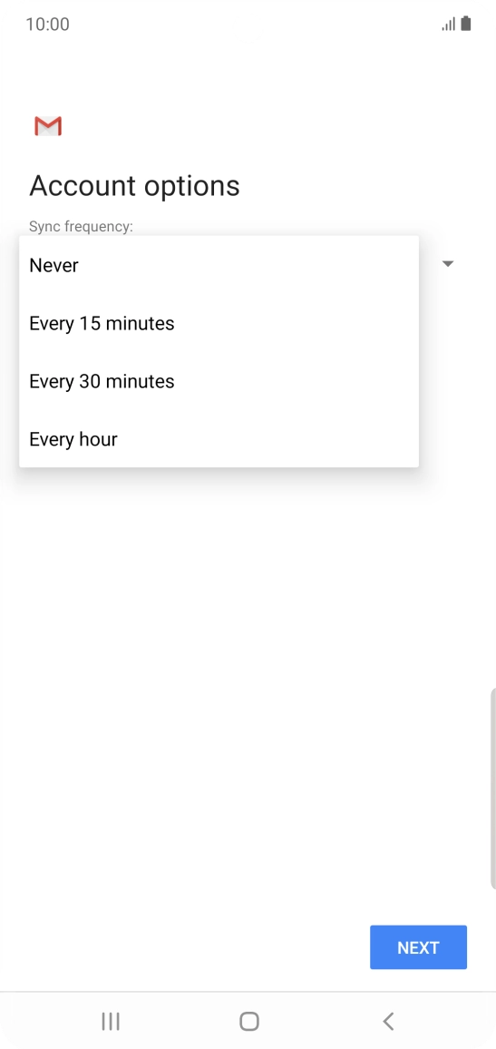 Press the required setting.