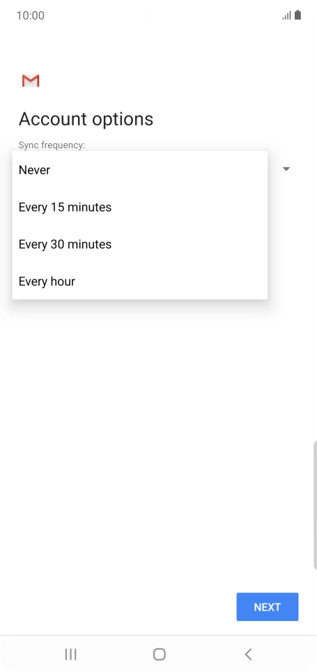 Press the required setting.