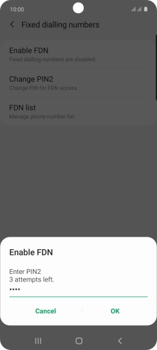 Key in your PIN2 and press OK. The default PIN2 is 0000.