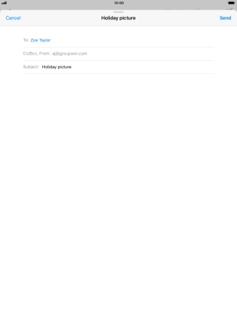 Press the text input field and write the text for your email message.