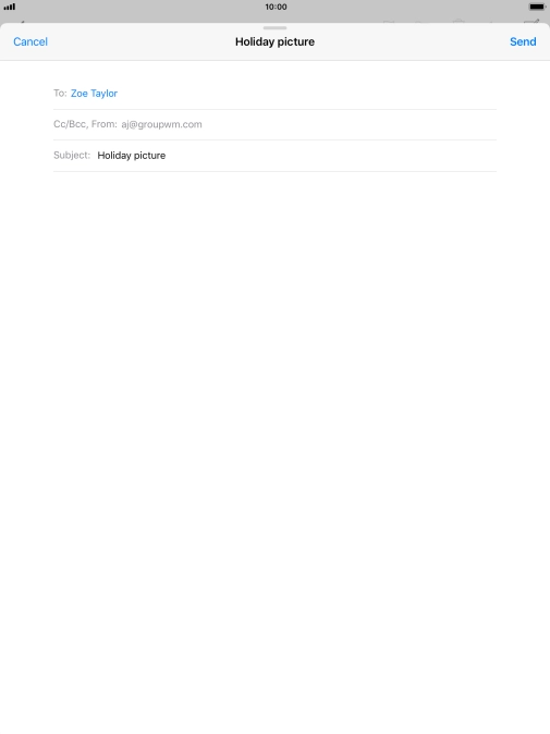 Press the text input field and write the text for your email message.