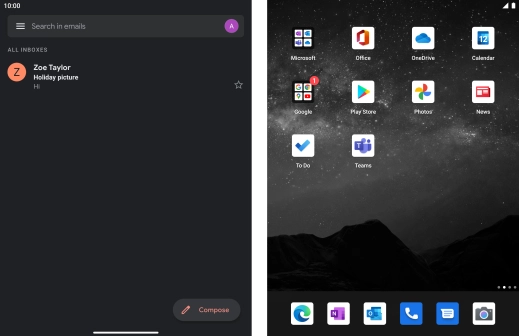 Press the email account icon.