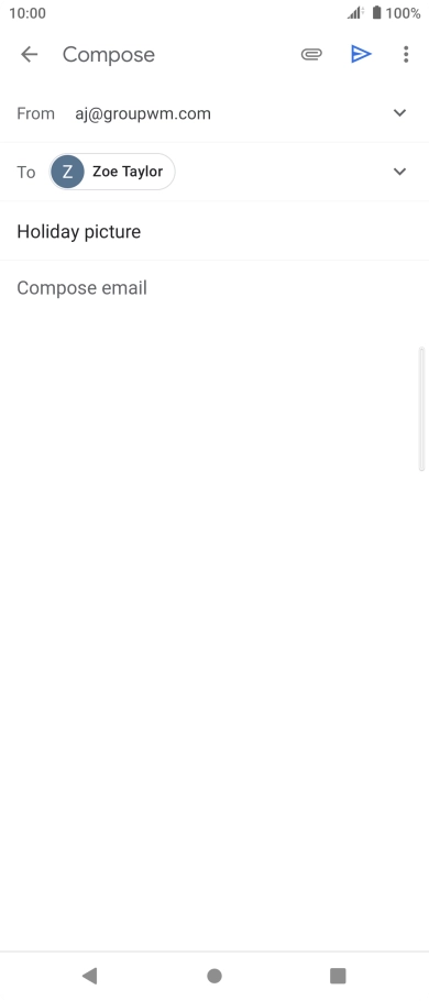 Press the text input field and write the text for your email.