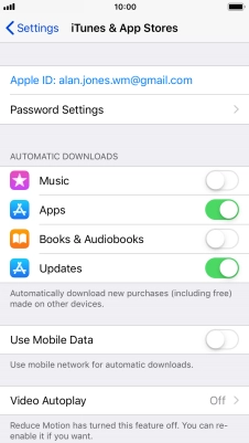 Press the indicator next to the required content type to turn the function on or off.