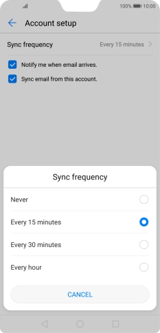 Press the required setting.