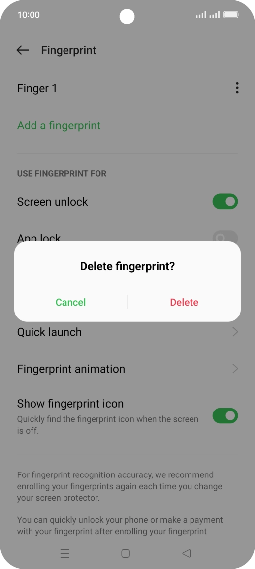 Press Delete and key in the additional phone lock code you created earlier.