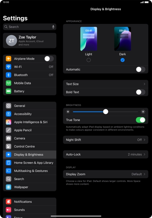 Press the indicator next to 