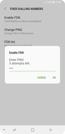 Key in your PIN2 and press OK. The default PIN2 is 0000.