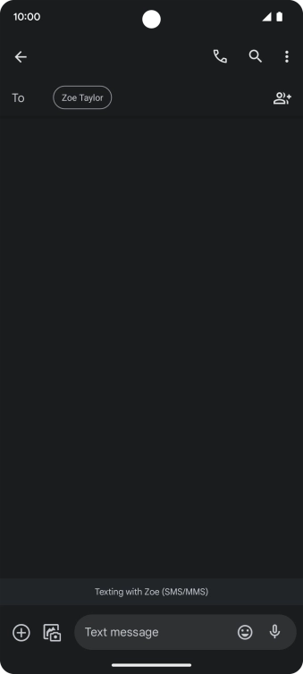 Press the text input field and write the text for your SMS.