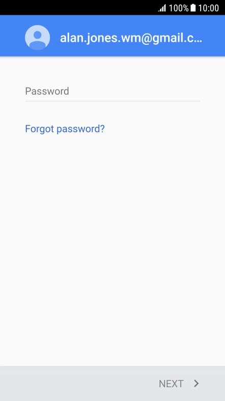 Press Password and key in the password for your Google account.