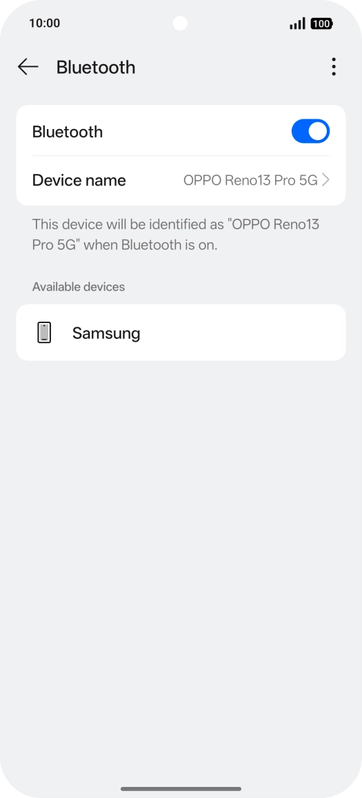 Press the required Bluetooth device and follow the instructions on the screen to pair the device with your phone.