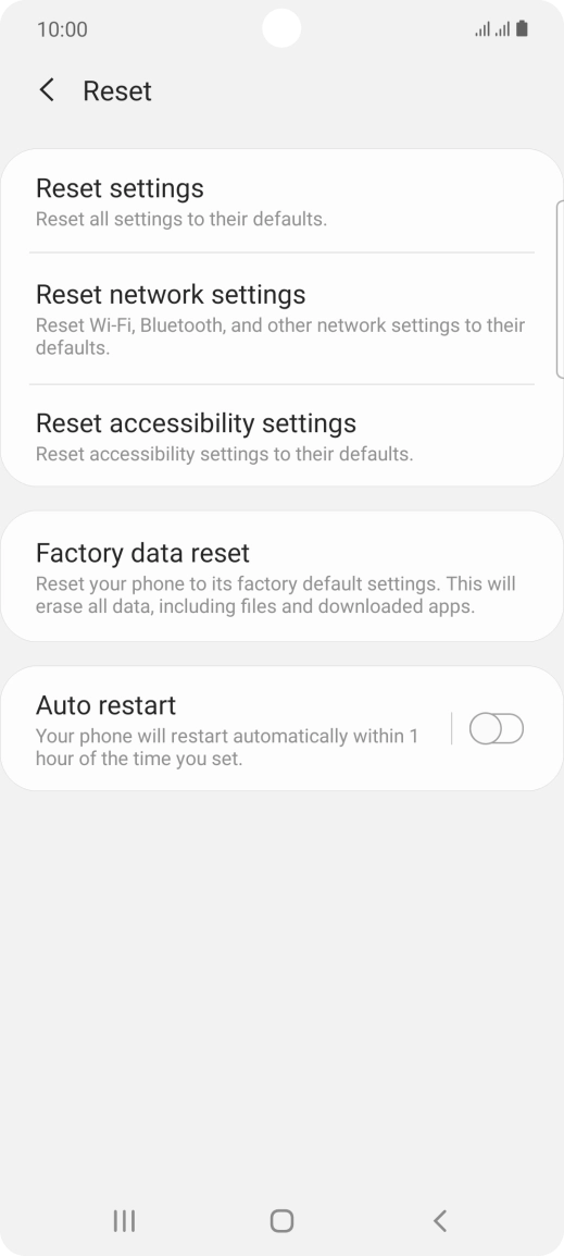 Press Factory data reset.