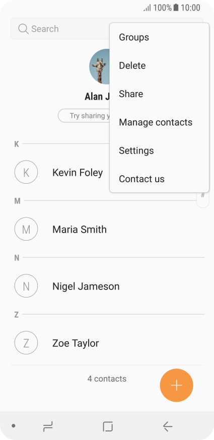 Press Manage contacts.
