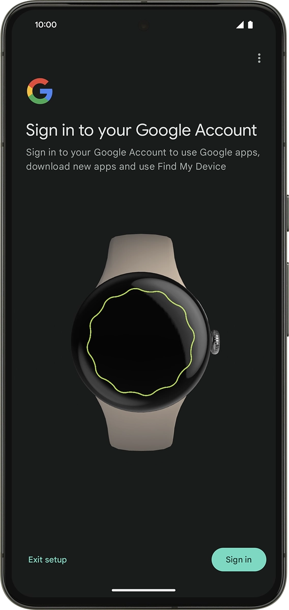 On your phone: Press Sign in to log on with your Google account.