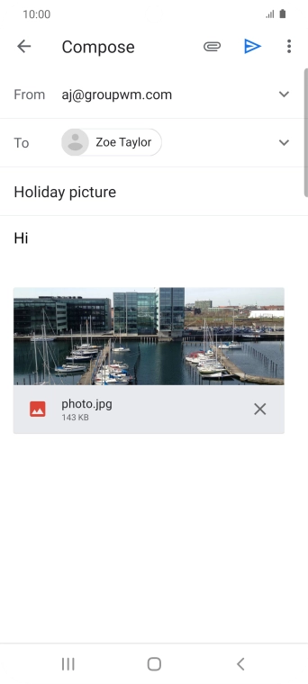 Press the send icon when you've finished your email message.