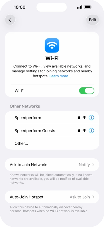 Press the required Wi-Fi network and key in the password for the Wi-Fi network.