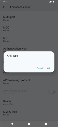 Key in default and press OK.