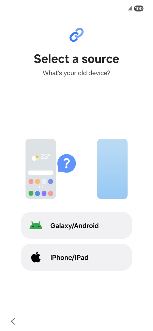 Press the required setting and follow the instructions on the screen to transfer the content from another phone.