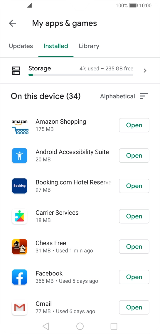 Press the required app.