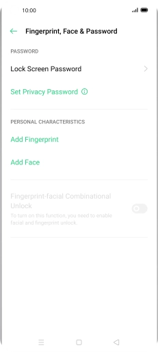 Press Lock Screen Password and key in the additional phone lock code you created earlier.