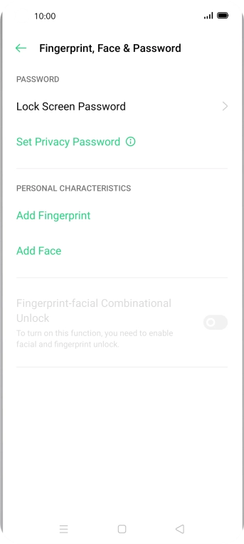 Press Lock Screen Password and key in the additional phone lock code you created earlier.