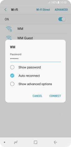 Key in the password for the Wi-Fi network and press CONNECT.