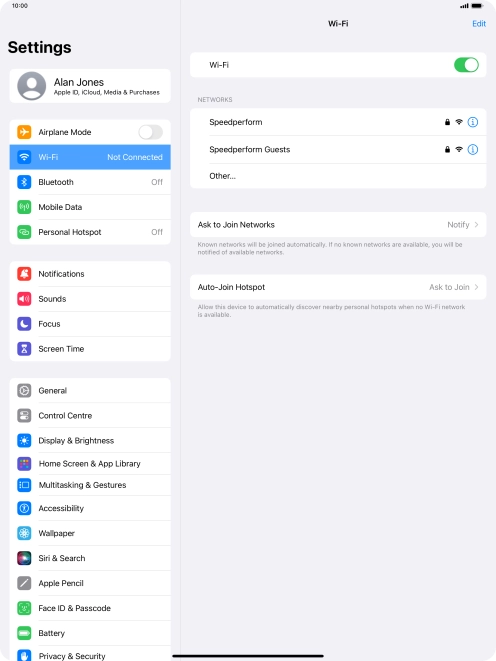 Press the required Wi-Fi network and key in the password for the Wi-Fi network.