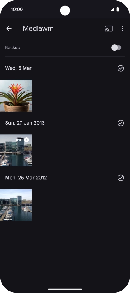 Press and hold any picture or video.