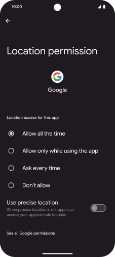Press the required setting.
