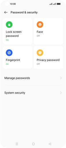 Press Lock screen password and key in the additional phone lock code you created earlier.