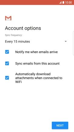 If this screen is displayed, you email account has been recognised and set up automatically. Follow the instructions on the screen to key in more information and finish setting up your phone.
